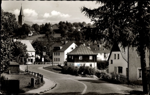 Postcard Fichtelberg in the Fichtelgebirge Upper Franconia, road section