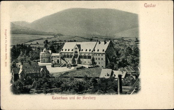 Ak Goslar am Harz, Kaiserhaus, Herzberg, Landschaft, Schwarz-Weiß, Goslar
