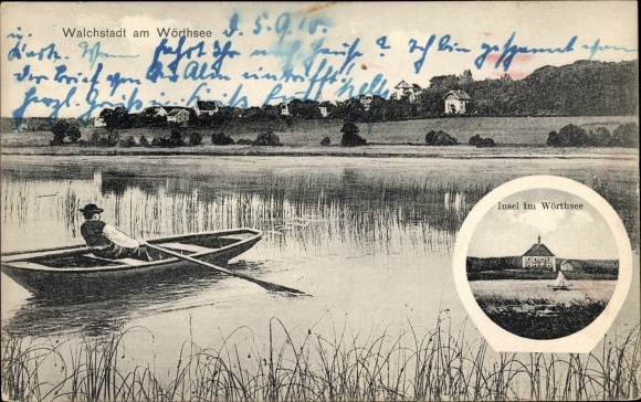 PC Walchstadt Wörthsee in Upper Bavaria, island in Wörthsee, rowing boat