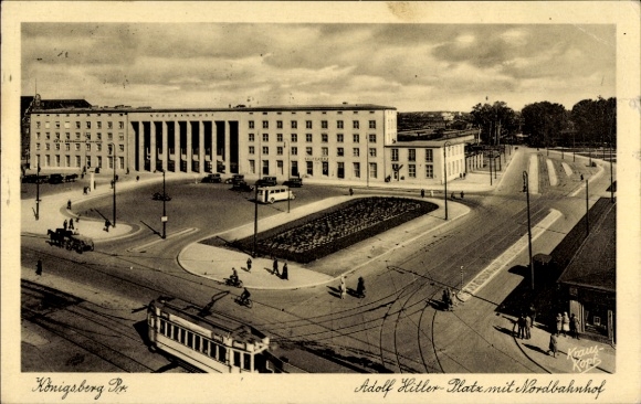 Ak Kaliningrad Königsberg Ostpreußen, Adolf Hitler Platz, Nordbahnhof