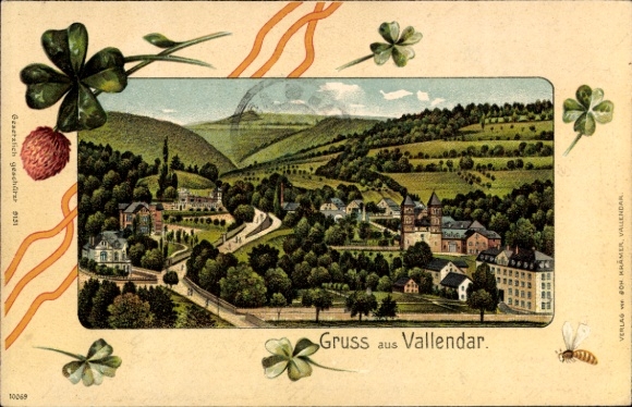 Präge Passepartout Litho Vallendar am Rhein, Gesamtansicht