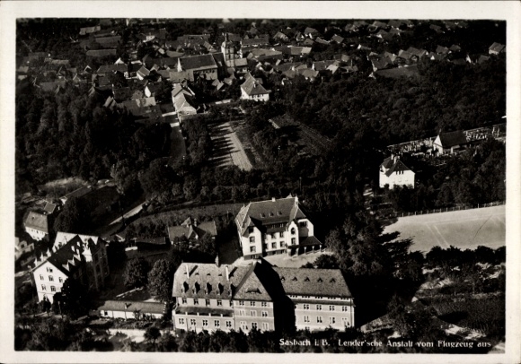 Postcard Sasbach in the Ortenau, aerial photograph, Lendersche Anstalt