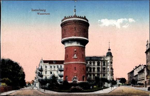 PC Tschernyachowsk Insterburg East Prussia, street section, water tower