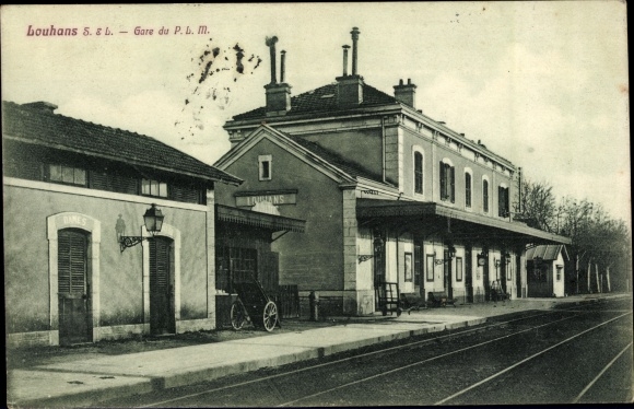 Postcard Louhans Saône-et-Loire, PLM station, Bahnhof