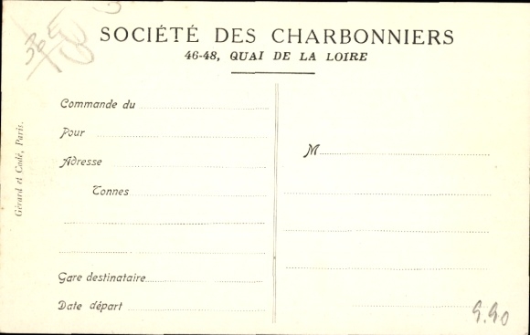 Ansichtkaart Paris XV Vaugirard, Société des Charbonniers, bouwplaatsen 43 en 45, Quai de Grenelle