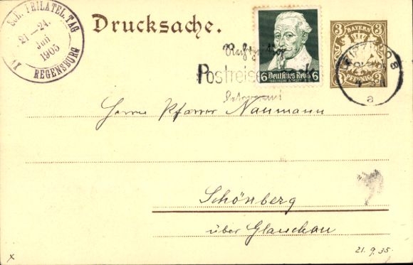 Particuliere postwaardestukken Beieren PP 11 C 1, 17e Duitse Filatelistendag Regensburg 1905