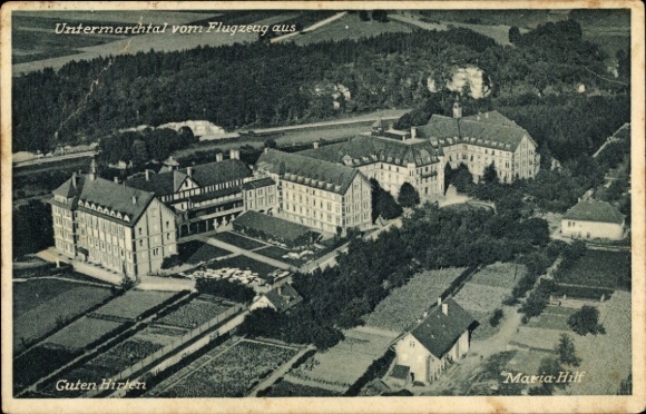 Postcard Untermarchtal on the Danube, Maria Hilf, aerial photo
