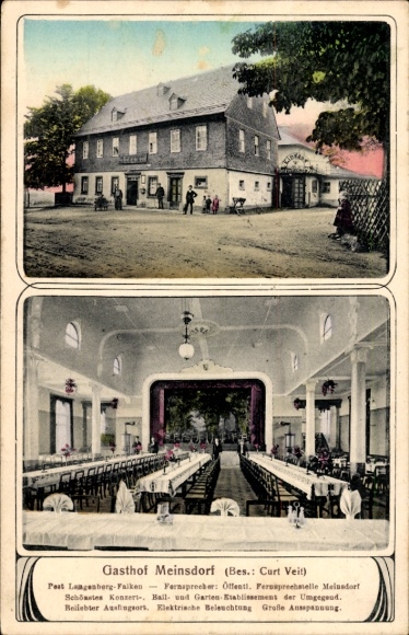 Postcard Meinsdorf Callenberg in Saxony, Gasthof Meinsdorf, ballroom