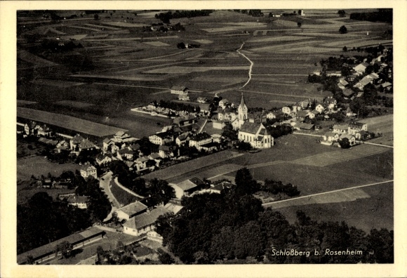 Postcard Schloßberg (near Rosenheim) Stephanskirchen Upper Bavaria, aerial photograph