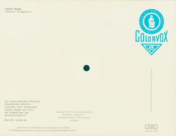 Vinyl Postcard Singer Günter Hapke, portrait