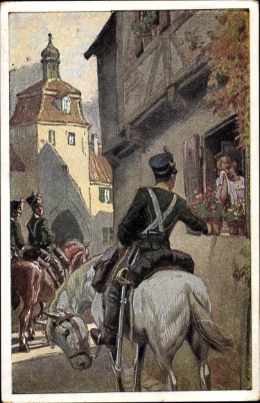 Song Postcard Hey, Paul, folk song card No. 27, Three riders rode out of the gate, Novitas 20739