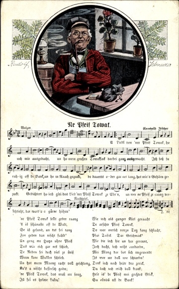 Song artist Postcard Schneider, Rud., Ne Pfeif Towak, Verlag Wilhelm Vogel, man with a pipe