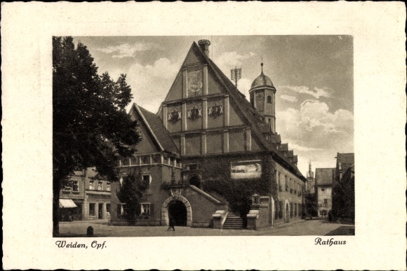 Ak Weiden in der Oberpfalz Bayern, Blick auf das Rathaus