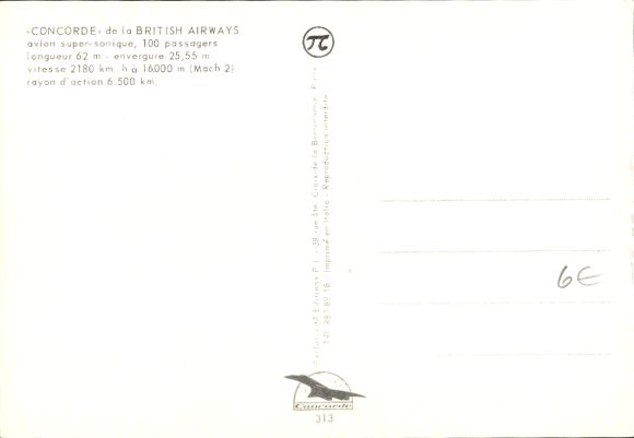 Postcard supersonic passenger aircraft Concorde, British Airways