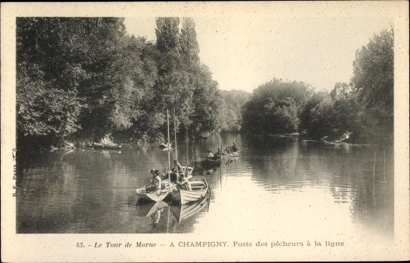 Ak Champigny Val de Marne?, Le Tour de Marne, Poste des pecheurs a la ligne