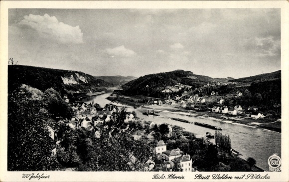 Ak Wehlen Sächs. Schweiz, Panorama, Pötscha, 700 Jahrfeier Pirna 1933, Walter Hahn 10128