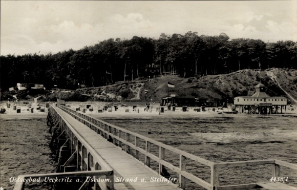KP Ostseebad Ückeritz na wyspie Uznam, zdjęcia plaży i klifów, molo, Ostseebad Ueckeritz