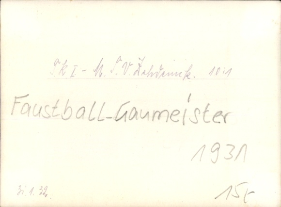 Photo Postcard MSV Zehdenick, Fistball Gau Champion 1931