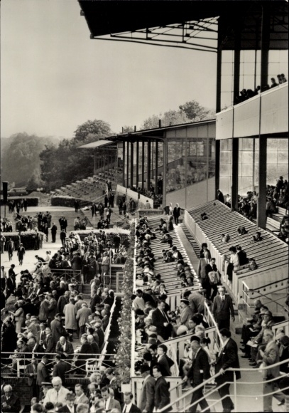 Postcard Hoppegarten in Brandenburg, race track, grandstand