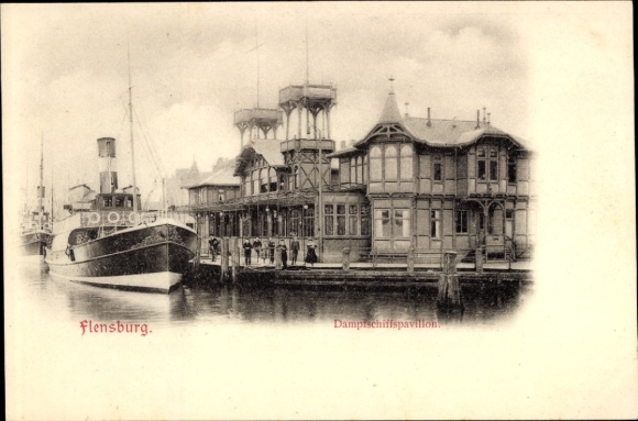 Ak Flensburg in Schleswig Holstein, Dampfschiffspavillon, Navigationsschule