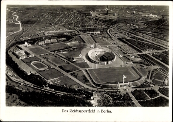 Postcard Berlin Charlottenburg Westend, Reichssportfeld, Olympic Stadium, Radio Tower