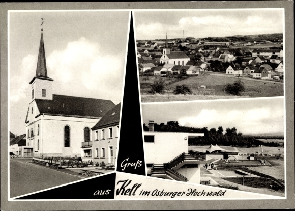 PC Kell am See Rhineland Palatinate, church area, partial view, hotel with pool