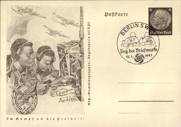 Ganzsachen Künstler Ak Axster Heudtlaß, Im Kampf um die Freiheit, Funker der Wehrmacht
