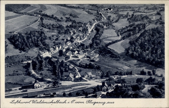 Postcard Waldmichelbach Wald Michelbach in the Odenwald Hessen, aerial photograph