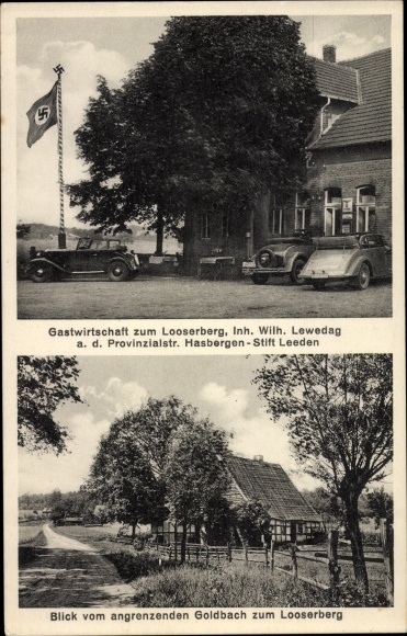 Ak Hasbergen in Niedersachsen, Gastwirtschaft zum Looserberg, Blick vom Goldbach