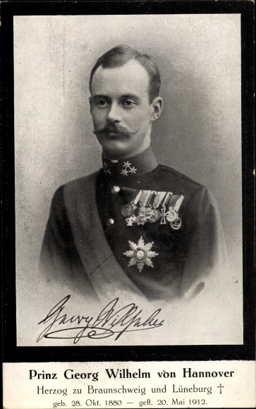 Passepartout PC Prince Georg Wilhelm von Hannover, Duke of Brunswick, funeral card 1912