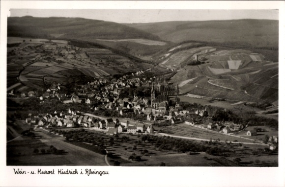 Postcard Kiedrich in the Rheingau Taunus, aerial photograph