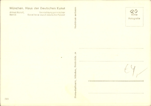 Artist Postcard Rollof, Alfred, Destruction of Polish Cavalry by German Tanks, HDK 380