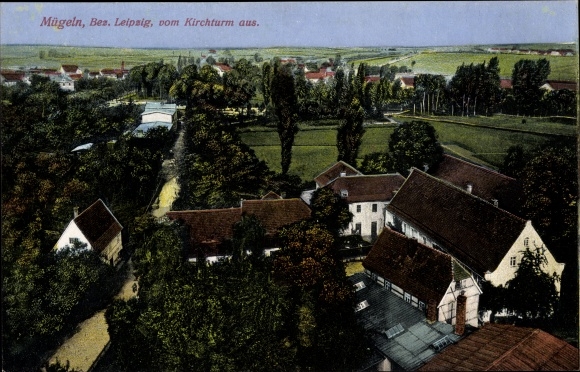 Postcard Mügeln in Sachsen, partial view seen from the church tower