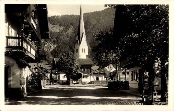 Ak Bayrischzell im Mangfallgebirge Oberbayern, Kirche, Wohnhäuser