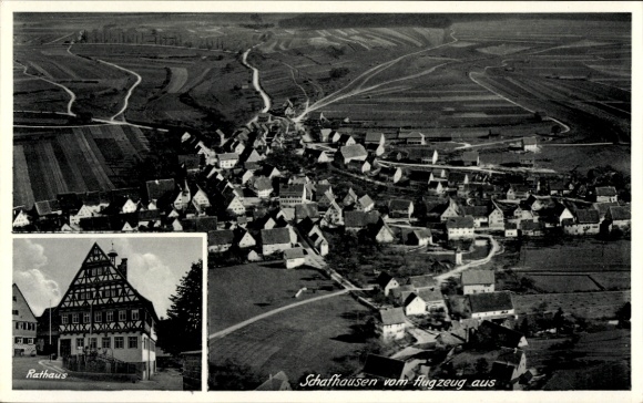 Postcard Schafhausen Weil der Stadt in Württemberg, aerial photograph, town hall
