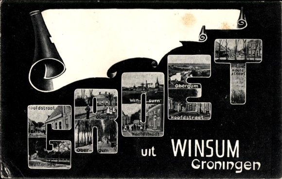 Letters Postcard Winsum Groningen Netherlands, Hoofdstraat
