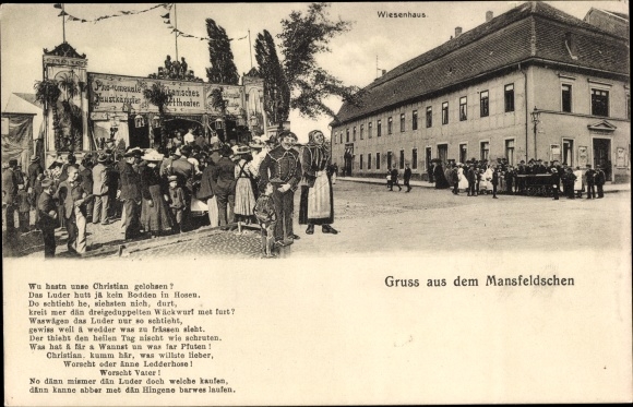 Ak Mansfeld in de uitlopers van de Harz, weidehuis, gedicht, dialect