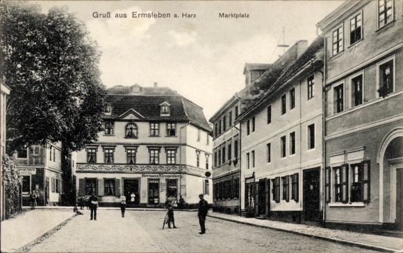 Ak Ermsleben Falkenstein Harz, marktplein