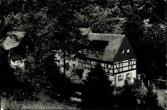 Postcard Kleinhennersdorf Gohrisch in Saxon Switzerland, holiday home Liethenmühle in the forest