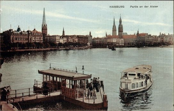 10 alte Ak Hamburg, diverse Ansichten, teilweise gemalt
