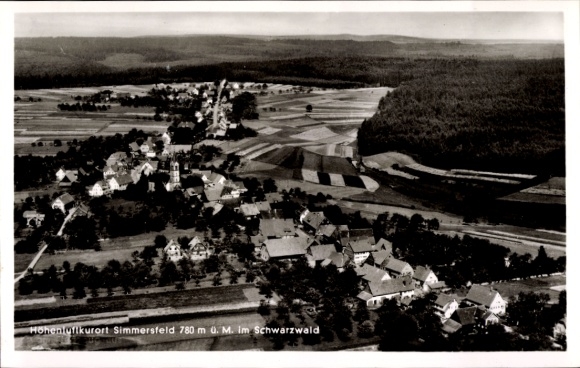Postcard Simmersfeld in the Black Forest, aerial photograph