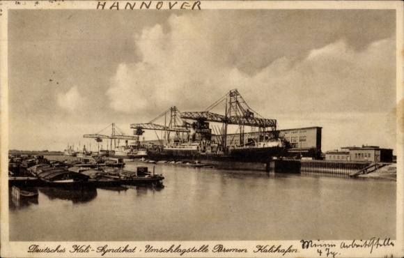 Postcard Hanseatic City of Bremen, German Potash Syndicate, Transshipment Point, Potash Port