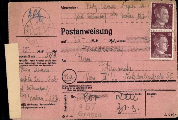 PAW 79 (2) "Gratzen 31.3.45" with certificate of origin