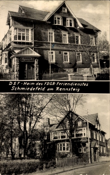 Postcard Schmiedefeld am Rennsteig Thuringia, DSF Home of the FDGB Holiday Service