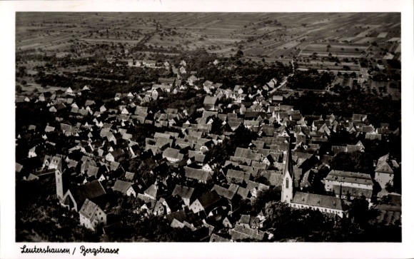 Postcard Leutershausen Hirschberg an der Bergstraße, aerial photograph
