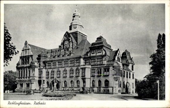 Ak Recklinghausen in im Ruhrgebiet, Rathaus, Fassade