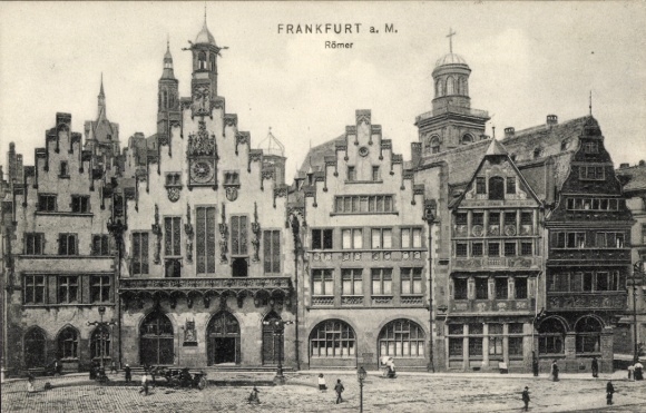 Postcard Frankfurt am Main, Frankfurt a. M., Römer, building, black and white photo