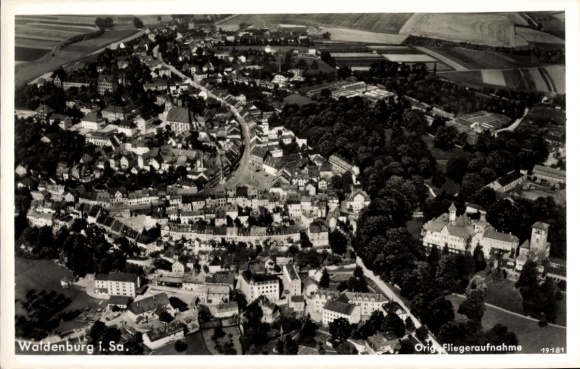 Postcard Waldenburg in Saxony, aerial photograph