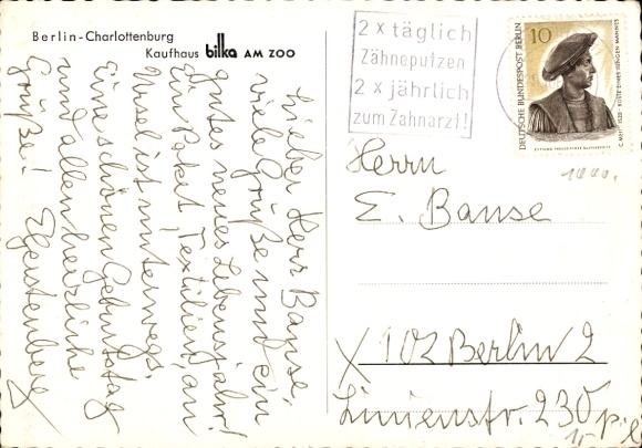 Postcard Berlin Charlottenburg, Bilka department store at the Zoo