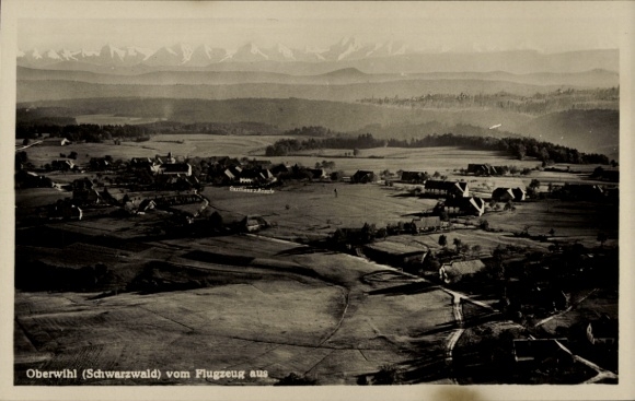Ak Oberwihl Görwihl im Schwarzwald Baden, Luftaufnahme von Oberwihl, Schwarzwald, Flugzeugblick, 